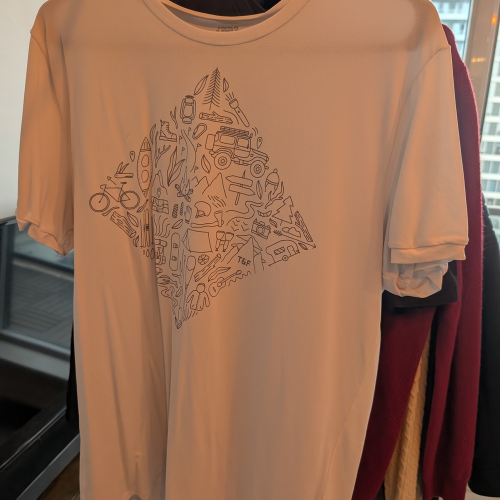 White Short Sleeve Tee with Geometric Design